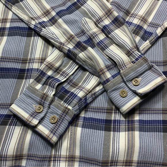 Vans Plaid Button Up Collared Men's Shirt Size S Blue Tan - Picture 12 of 12